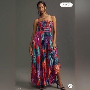 Hutch Sabine Strapless Pleated Maxi Dress